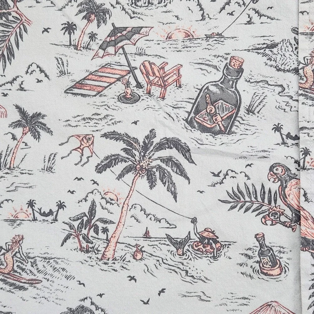 Columbia Shirt Mens XL Gray Tropical Beach Pelican Mermaid Beach S/S Button Up - Picture 8 of 11